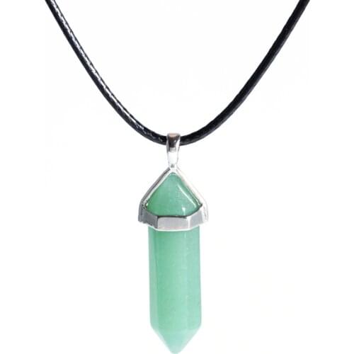 New Fashion Charms Light Green Natural Stone Hexagon Shape Pendant Necklace Jewelry DZ0112j