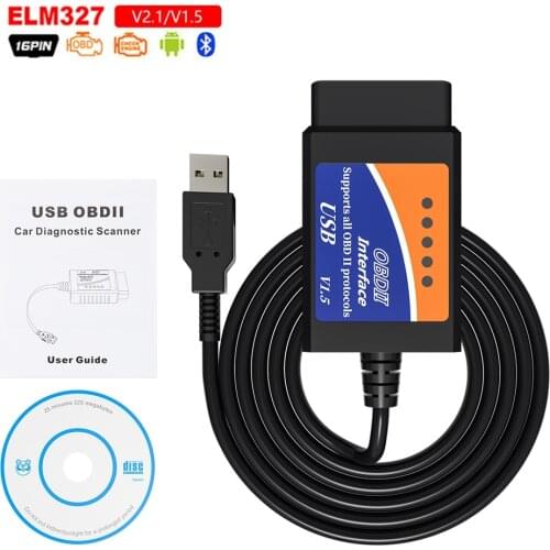 OBD2 ELM327 USB Bluetooth V1.5 ELM 327 USB OBD ScannerCar Diagnostic USB Cable Interface Support All OBD2 Protocols For Windows