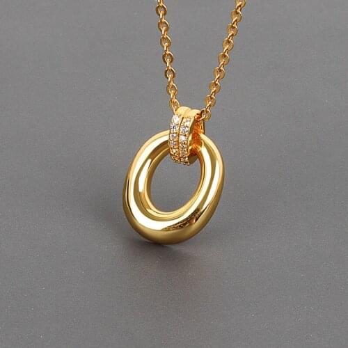 Crystal Geometric Round Pendant Necklace for Women Circle Choker Necklace 2021 Trendy Jewelry Female Party Neck Decoration M4