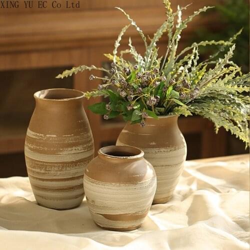 Pastoral Style Ceramic Vase Home Dried Flower Flower Arrangement Accessories Countertop Vase Decoration Home Decoration