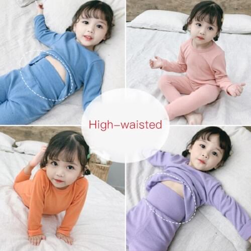 Boys Girls Ribbed Fitted Pajamas Kids High-waisted Modal Pyjamas Children PJS Toddler Top and Pants Sets Clothes Sleepwear