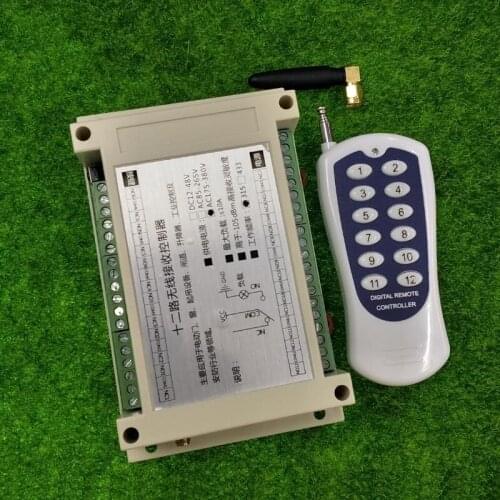 AC 110V 220V 250V 12 CH Remote Control Lighting Switch 12 channel 10A Relay 220V Receiver Industrial level 12 button Transmitter