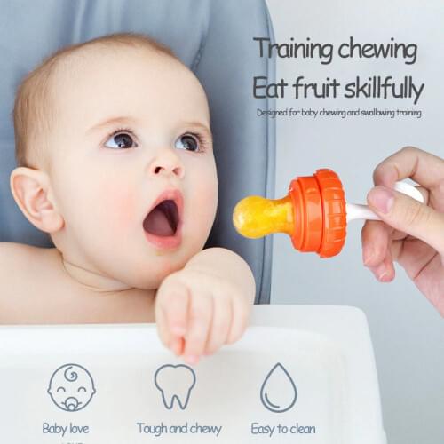 Baby Food Supplement Fruit Feeder Teething Pacifier Baby Safety Products Pumpkin Shape Silicone Mesh Bag Baby pacifier and fruit