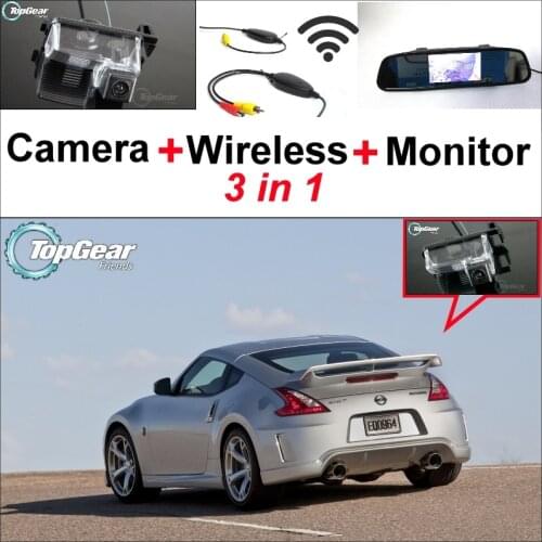 3 in1 Special Rear View Camera + Wireless Receiver + Mirror Monitor Easy Parking System For NISSAN 370Z Fairlady Z Z34 2009~2015