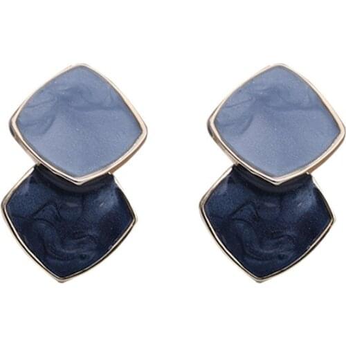 Temperament simple splicing color contrast geometric Earrings sweet girl personality small earrings earrings
