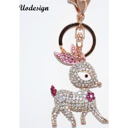 Uodesign Crystal Dog Key Chain Girl Chic Cute Keyring Bag Pendant Bag Car Decoration Puppy Key Holder Accessories
