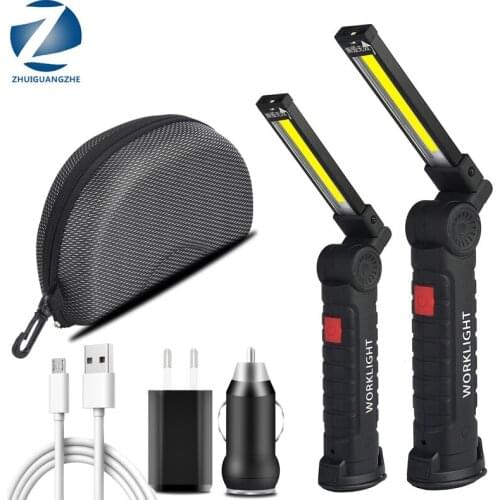 Camping Flashlight USB Rechargeable With Built-in Battery Set Multi Function Folding Work Light COB LED Camping Torch Flashlight