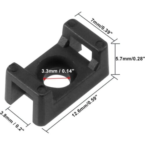 Uxcell 46Pcs/lot 3.8mm Hole Width Nylon Cable Tie 3.3mm Screw Hole Base Saddle Type Wire Holder HC-1S 12.6x7x5.7mm Black