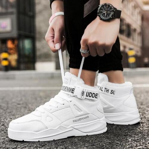 High Top Warm Mens Winter Sports Shoes Mens Sneakers Sport Man Brand Mens Running Shoes 2021 White Fur Walking Male GMB-1132