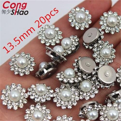 High Quality Sewing Stainless Steel Support Sun Flower Rhinestone Crystals Imitation Pearl DIY Wedding Dress Button Trim 8Y70