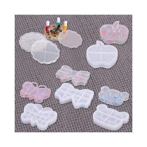 Apple Butterfly Bowknot Gift Grid Storage Box Silicone Mould for DIY UV Epoxy Jewelry Making Mould