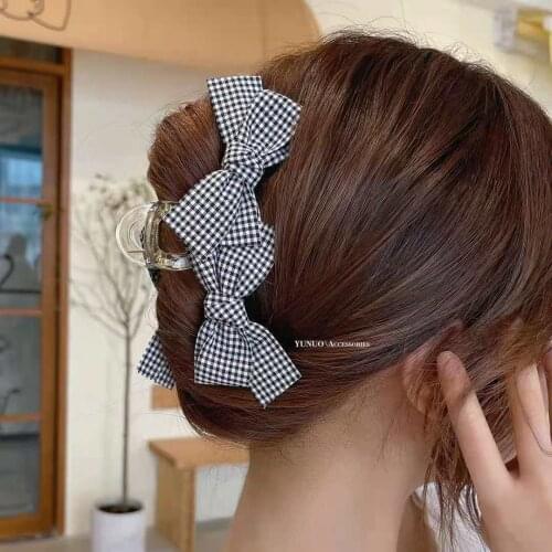 2021 New Women Elegant Simplicit Lattice Hair Claw Fabric Hair Clips Headband Hairpin Fashion Retro Hair Accessories Oranment