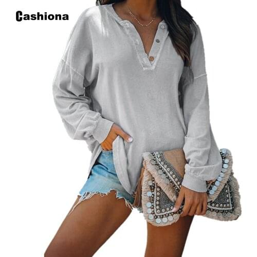 Plus size Women Elegant Leisure Casual T shirt Loose Single-breasted Womens Top Pullovers Vintage 2020 Autumn Tees shirt Femme