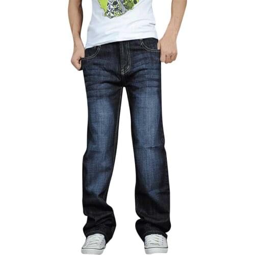 Plus Size Trendy Jeans Men Casual Loose Baggy Jeans Straight Hip Hop Harem Denim Pants Elastic Jeans Wide Trousers Man Clothing