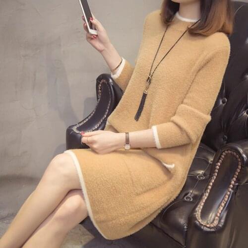 Womens Knitwear Pullover Sweater 2021 New Autumn Winter Fashion Loose Plus Size Black Dress Half Turtleneck Clothes Female