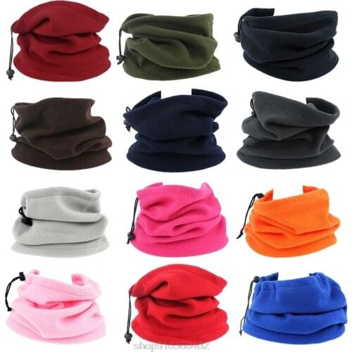 Winter Faux Fleece Neck Gaiter Warmer Drawstring Windproof Face Cover Cycling Multifunctional Infinite Scarf N04 20 Dropshipping