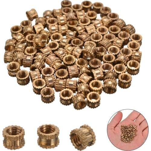 100pcs 4.2mm Brass Knurl Thread Insert Nuts Thread Inserts M3*3mm Round Metal Knurl Thread Inserts