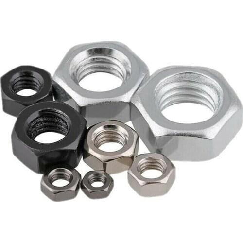 100PCS M1.6M2M2.5M3-M6 Carbon Steel Black Zinc Hexagon Nuts Nickel Plated Copper Nuts