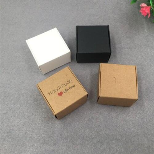 20Pcs/Lot 4x4x2.5cm Handmade With Love Blank Kraft Paper Card Aircraft Gift Box Packing For Handicraft Candy Storage Paper Boxes