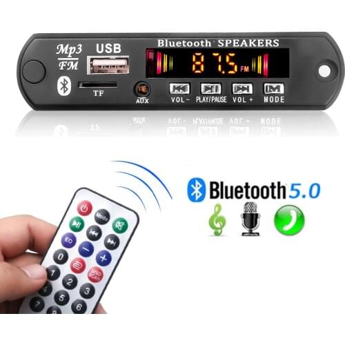 3.5mm AUX Bluetooth 5.0 Handsfree MP3 Player Decoder Board Module Wireless Audio Receiver With Mic support TF card FM Radio Kit
