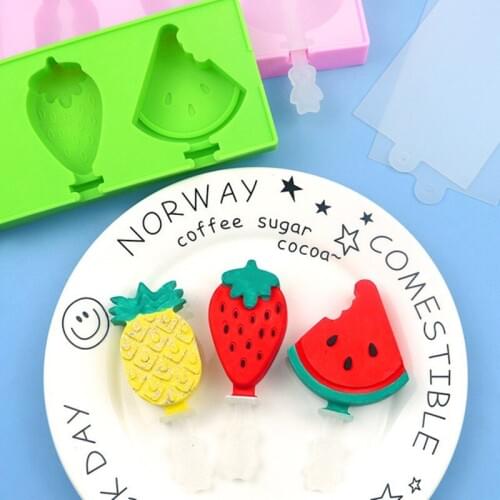 3 Even watermelon pineapple strawberry DIY silicone ice cream mold creative popsicle mold with lid with plastic stick