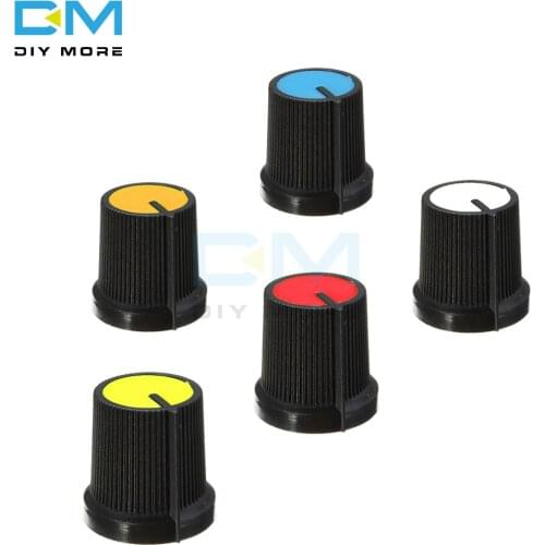 5PCS Black Knob Blue White Yellow Red Orange 5 Colors Face Plastic for Rotary Taper WH148 Potentiometer Knob Hole 6mm New Cap