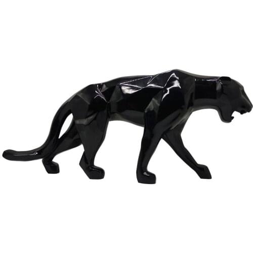 70*16*32cm Top Geometric Leopard Sculpture Resin Crafts Panther Statue Home Decoration Commercial Plaza Furnishings black