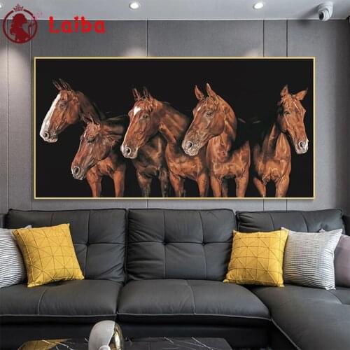 Diamond Embroidery Large size modern animal horse Picture Diamond Painting Full Square round drill Mosaic Cross Stitch Wall Art