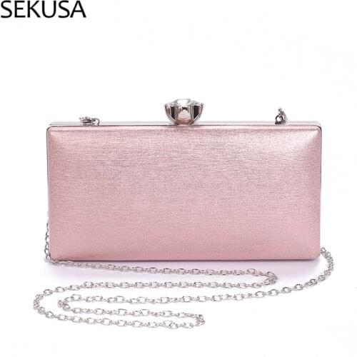 Glitter Womens Evening Clutch Bag Wedding Bridal Party Purse and Handbag Cute Bow Lock Simple Solid Color Shoulder Bag