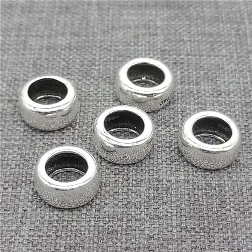 10pcs of 925 Sterling Silver Donut Tire Beads Large Hole 5mm for Bracelet