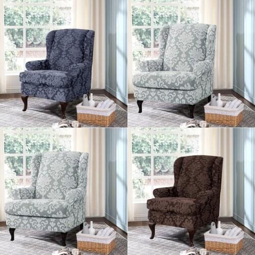 Wingback Chair Cover Spandex Armchair Cover Stretch Wing Back Single Sofa Slipcover All-inclusive Furniture Protector