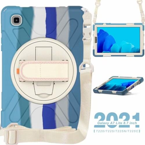 Case For Samsung Galaxy Tab A7 Lite 8.7" Tablet Cover SM-T220 T225 T225C/N 2021 Shockproof Protective Cover Coque +Straps