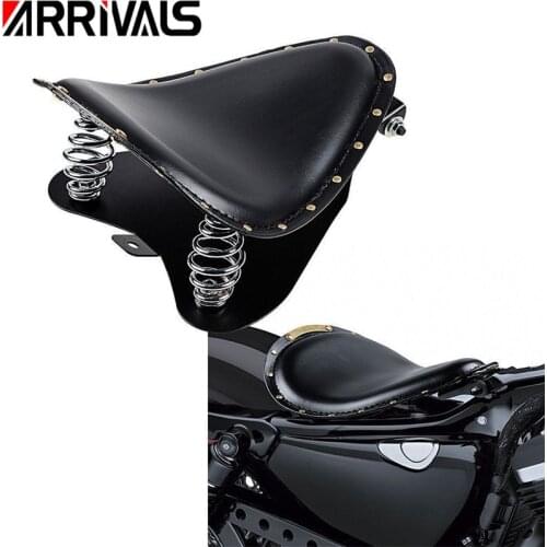 Black Leather Driver Solo Seat & Baseplate& Springs& Mount Bracket For Harley Sportster XL 1200 883 Fat boy Electra Glide