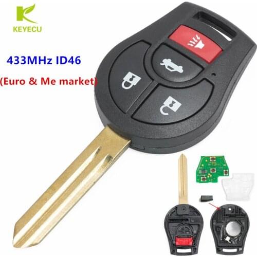 KEYECU Replacement Remote Key Fob 433MHz ID46 for Nissan Armada 02-2008 Altima 03-07 350Z 06-09 Maxima 05-07 Sentra 2010-2015