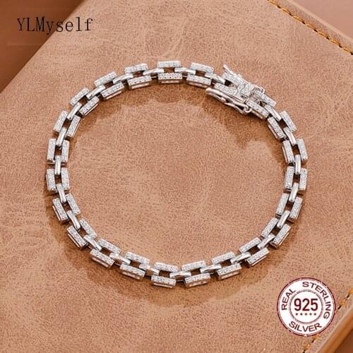 Real 925 Silver 15-19cm Bracelet Set Stunning Full Tiny Zircon Fast Delivery With Gift Box Fine Jewelry Birthday Gift
