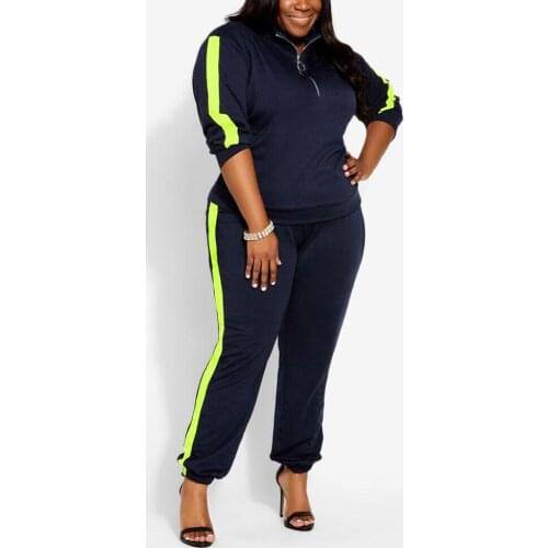 Sets Womens Outfits Fall Plus Size 4xl 5xl Long Sleeve Striped Zipper Loose Causal Gym Two Pieces Matching Sets Big Size Hot New