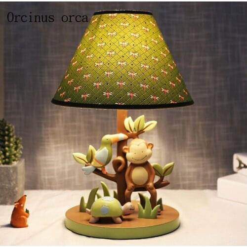Cartoon creative monkey desk lamp childrens Girl Bedroom childrens room lamp modern simple resin table lamp free shipping
