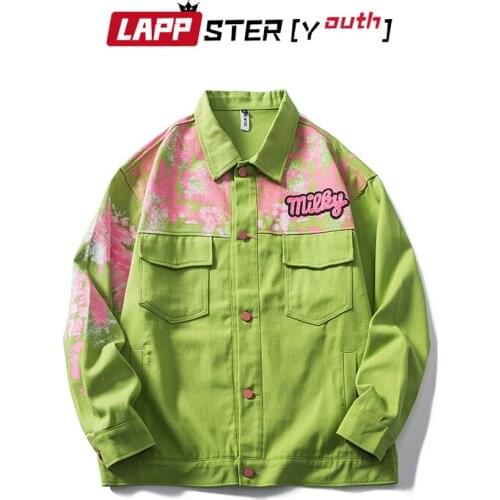 LAPPSTER-Youth Men Patchwork Kawaii Flower Jacket 2021 Mens Vintage Japanese Streetwear Jacket Male Causal Korean Fashion Jacket