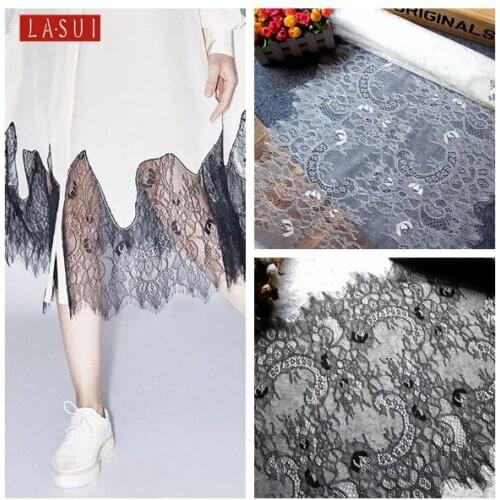 LASUI 2017 new 40CM*3M=1 lot Eyelash French Lace trim DIY clothing accessories hollow wedding dress fabric0077