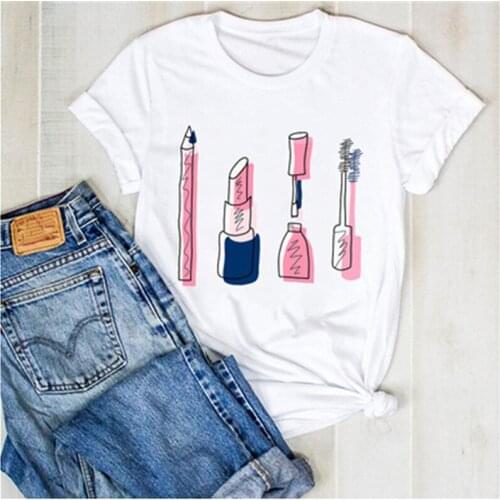 LINNA Ladies summer new T-shirt ladies new trend printing nails 3D nail girl cartoon 90s cute female clothing T-shirt