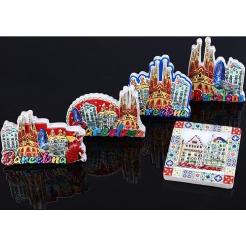 Fridge Magnet Decoration Country Travel Souvenir Spain Barcelona Magnetic Sticker Home Decor Kitchen Resin Refrigerator Magnets