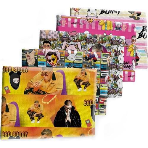 Cartoon Bad Bunny Bullet Textured Liverpool Patchwork Tissue Kids home textile 50*145cm