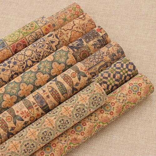 Vintage Printed Soft Cork A4 Fabric For Garment Bags Wallet Making Sewing Handmade Craft DIY Supplies Materials