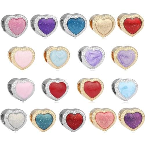 New Pandora color love drop oil beaded accessories suitable for womens jewelry gifts