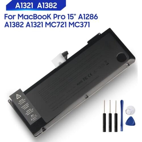 Original Replacement Battery For MacBooK Pro 15" A1382 A1321 A1286 A1382 A1321 MC721 MC371 Genuine Tablet Battery 77.5Wh