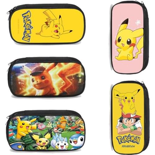 Pokemon Series Anime Pikachu Pencil Box Cartoon Characters Childrens School Supplies Stationery Boys Girls Birthday Party Gifts