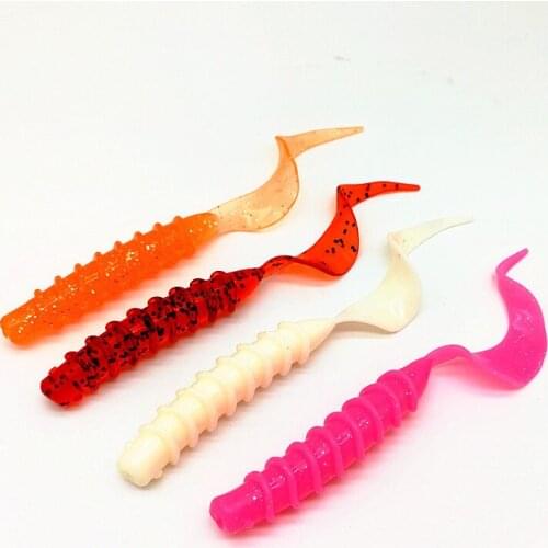 6pcs/Pack Long Tail Grub Soft Bait 100mm 7.6g Soft Fishing Lures Artificial Worm Grub Bait Silicone Bass Baits Fishing Tackle