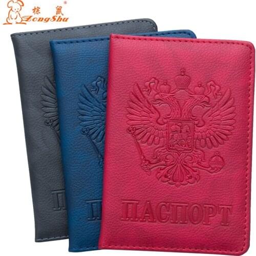 Russian double-headed eagle convenient and fashion red PU Leather passport holder passport case multifunctional with traveling