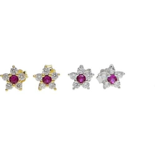 100% 925 sterling silver simple daisy flower 6pcs sparking cubic zirconia tiny cute flower spring gilr minimalist cz earring new