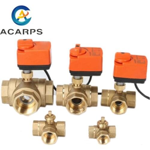 1/2“ 3/4” 1“ 2 inch 3 Way Motorized Ball Valve Electric Ball valve Two Line DC24V DC12V Ball valve With Manual Switch